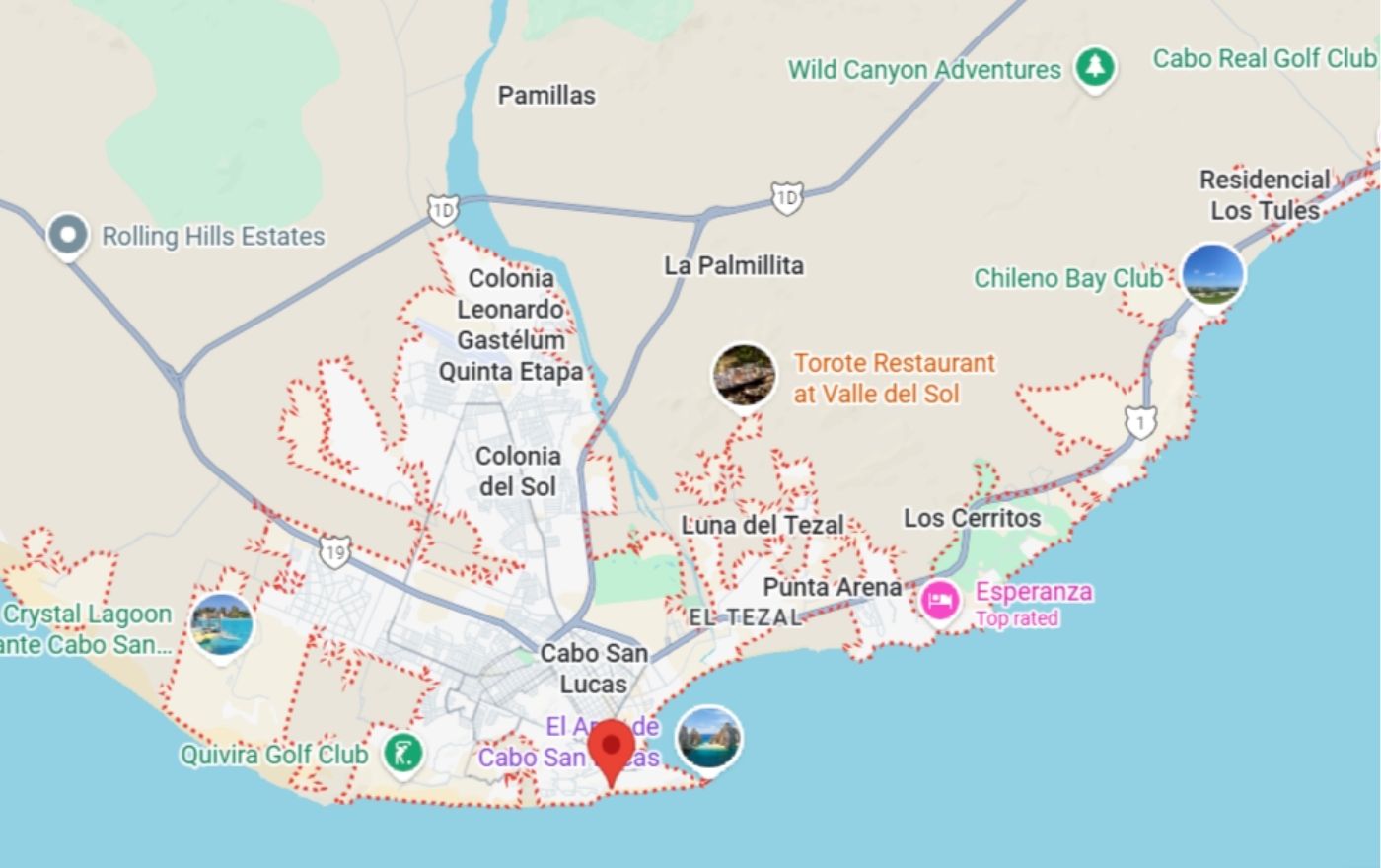 tourist map of cabo san lucas - CaboVillaVegasDave